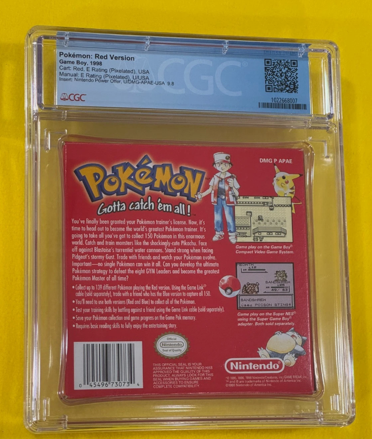 Pokemon Red Version 1st Print Game Boy CGC 9.0 CIB Sandshrew Graded
